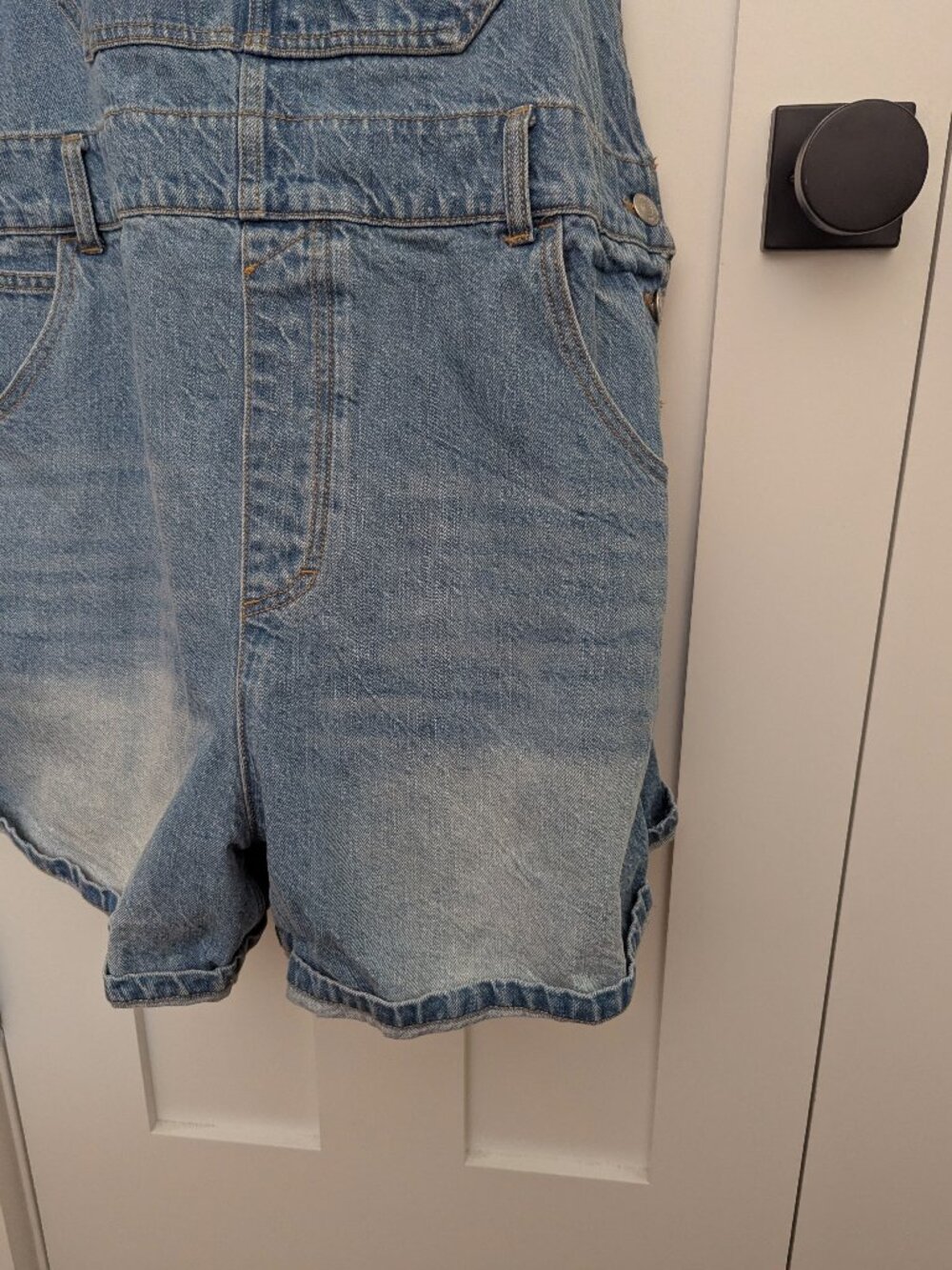 Quince Denim Shortalls Size XL Light Blue - Picture 2 of 4